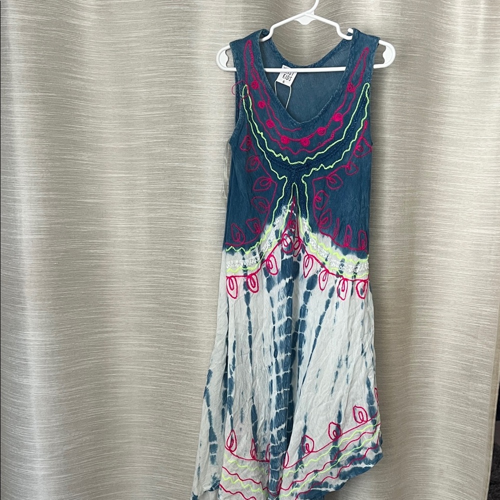 Vibrant Blue and Pink Maxi Dress